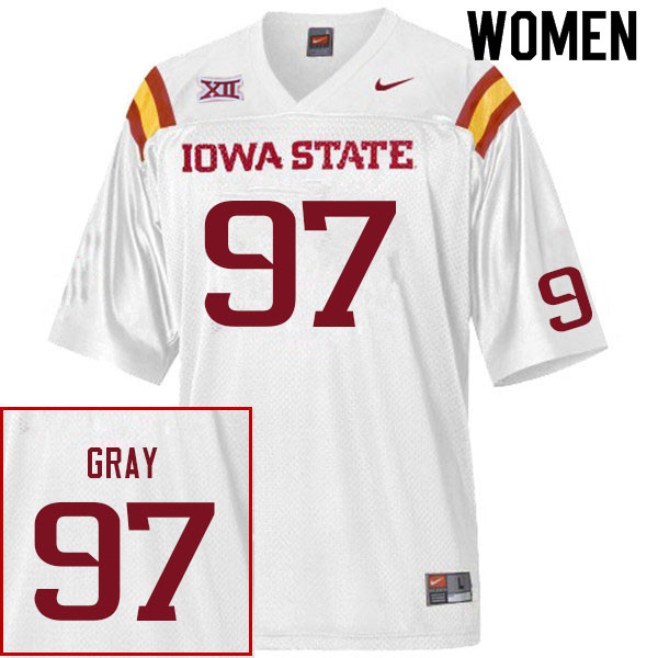 Iowa State Cyclones Women's #97 Jayden Gray Nike NCAA Authentic White College Stitched Football Jersey QT42F31BQ